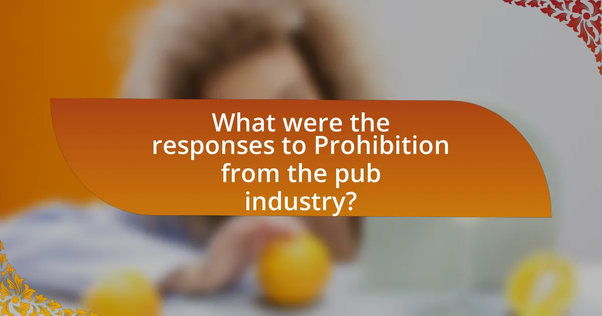 What were the responses to Prohibition from the pub industry?